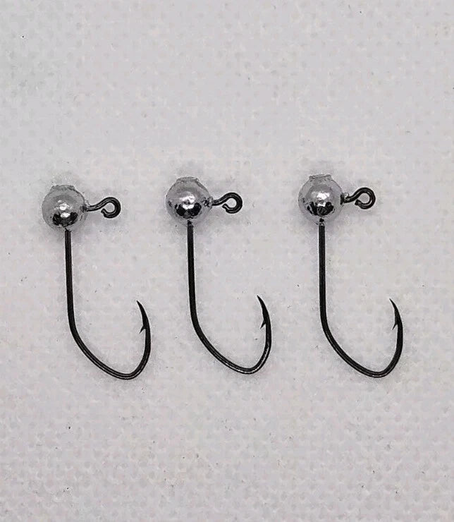 100 pcs 1/16 oz Ball Head Jig Eagle Claw Black Platinum
