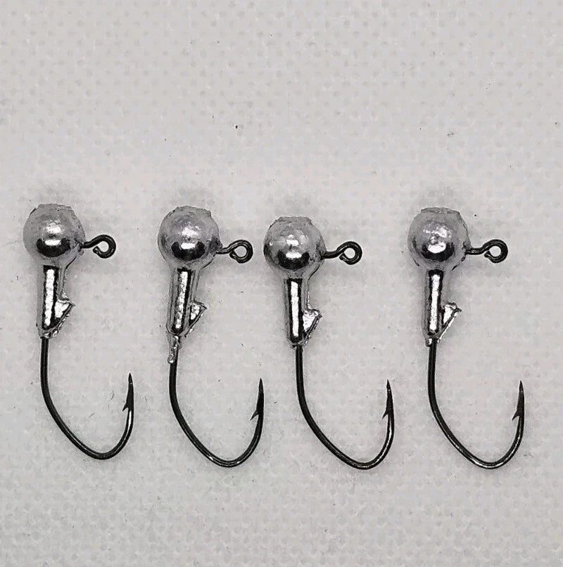 100 pcs 1/16 oz Round with Barb Jig Eagle Claw Black Platinum